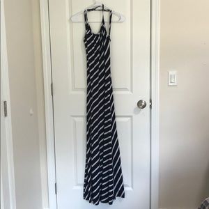 Navy and white striped maxi